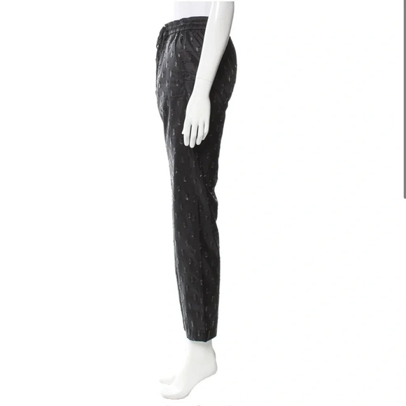 EUC MUNTHE High Rise Embroidery Black Stain Drawstrings Straight Leg Pants - Picture 4 of 5